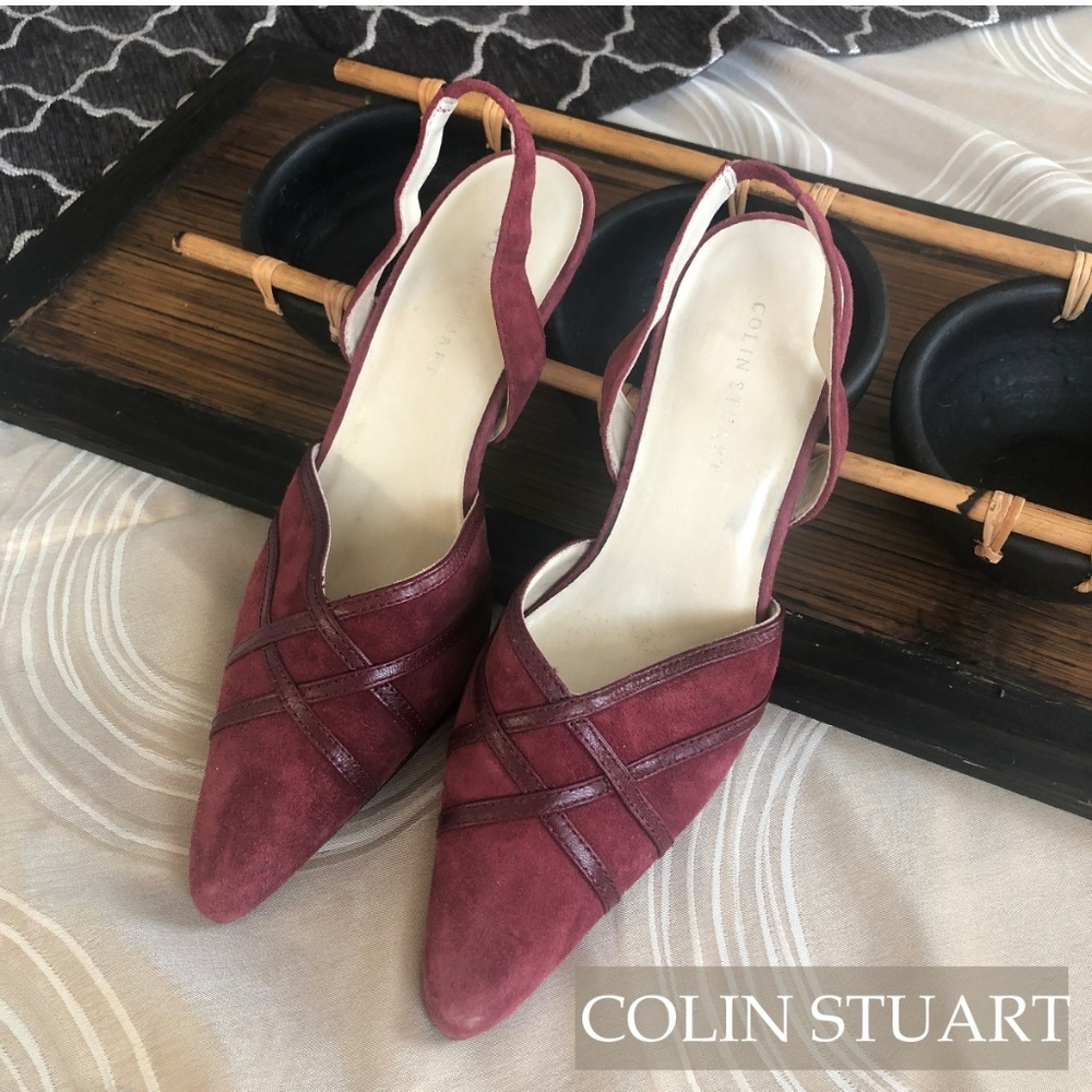 Colin Stuart Velvet Red Heels Size 6